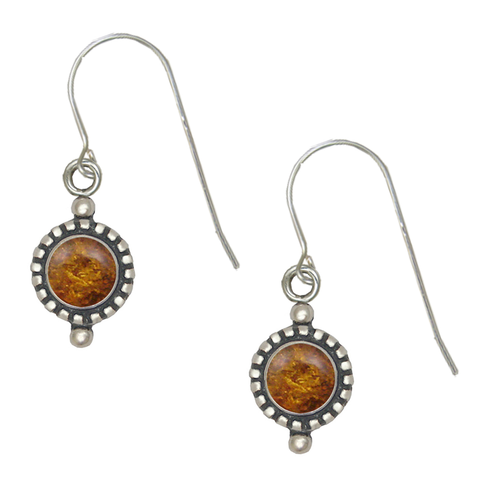 Sterling Silver Little Amber Gemstone Drop Dangle Earrings